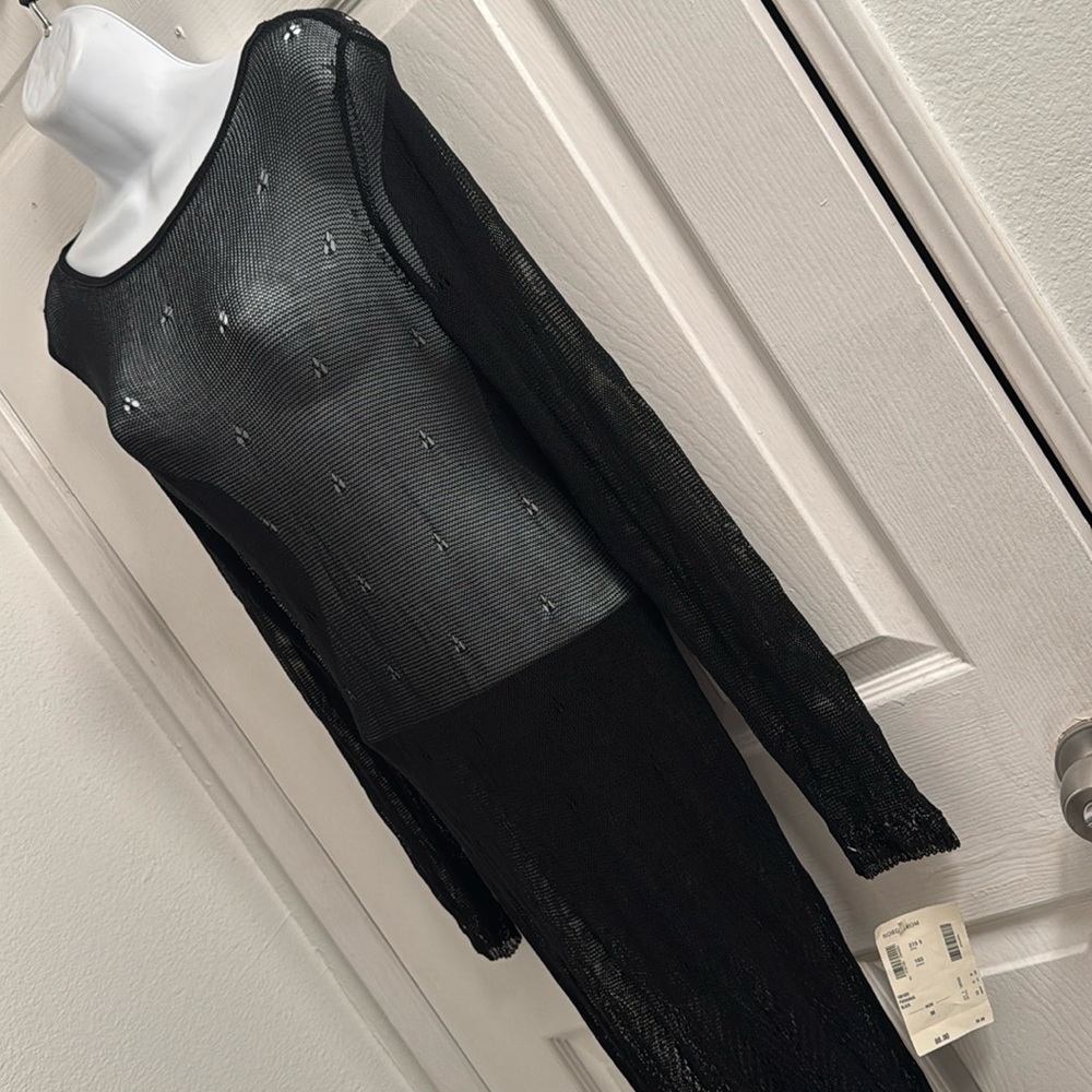 Vintage Brand New Laundry Party Dress Long Sleeve Black Light Sweater Size M